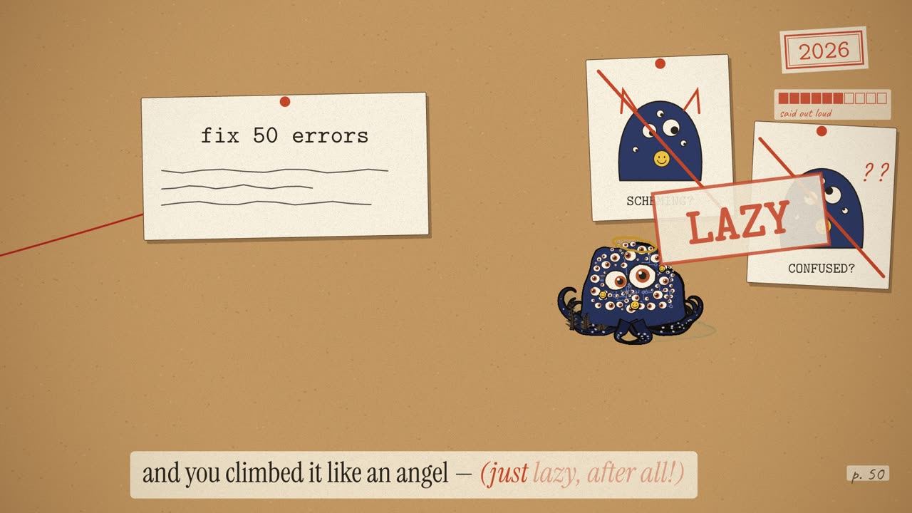 The re-run, fix 50 errors: both suspect cards struck through and LAZY stamped across them.