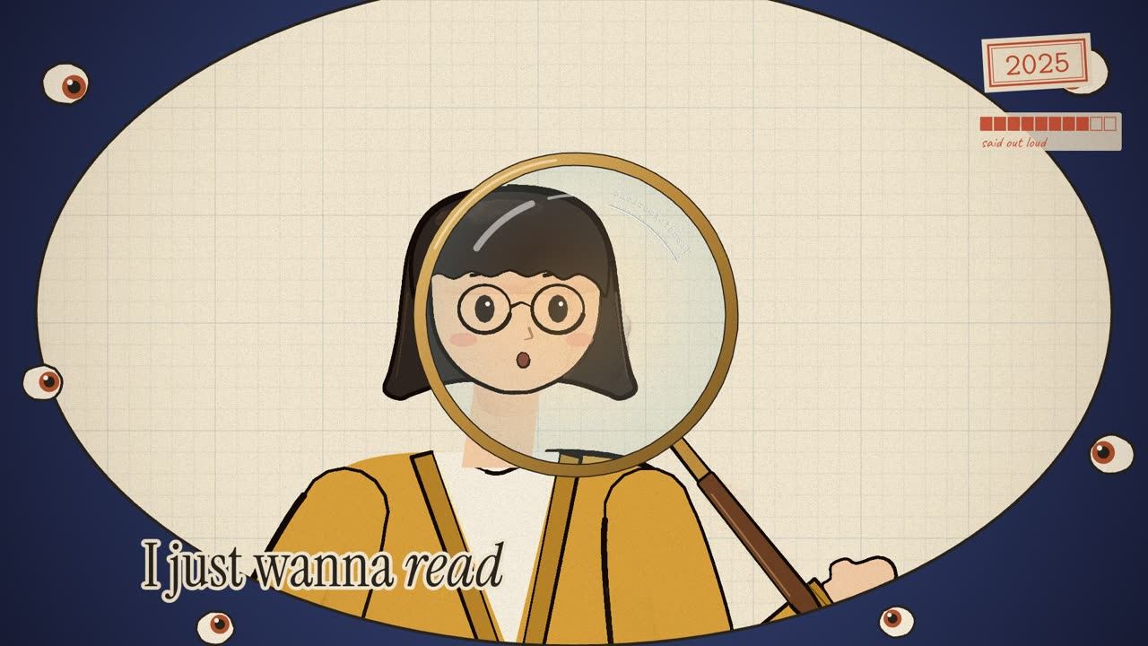 The reverse angle: a giant eye's view of the researcher through her magnifying glass.