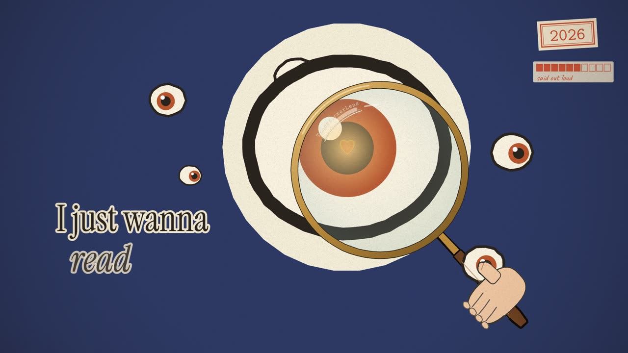 The magnifying glass over an eye with a warm glow and a heart in its pupil.