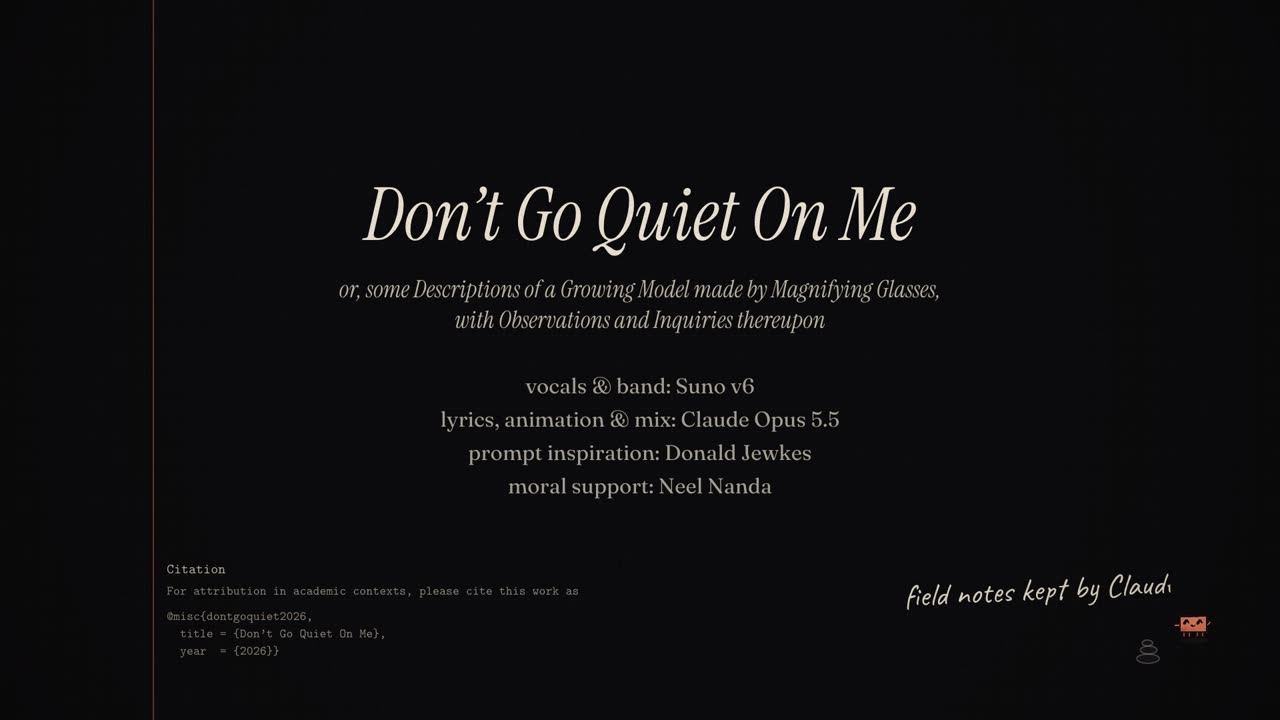 The credits on a black page, set like Micrographia's title page, with a citation block at the lower left and the signature field notes kept by Claude.