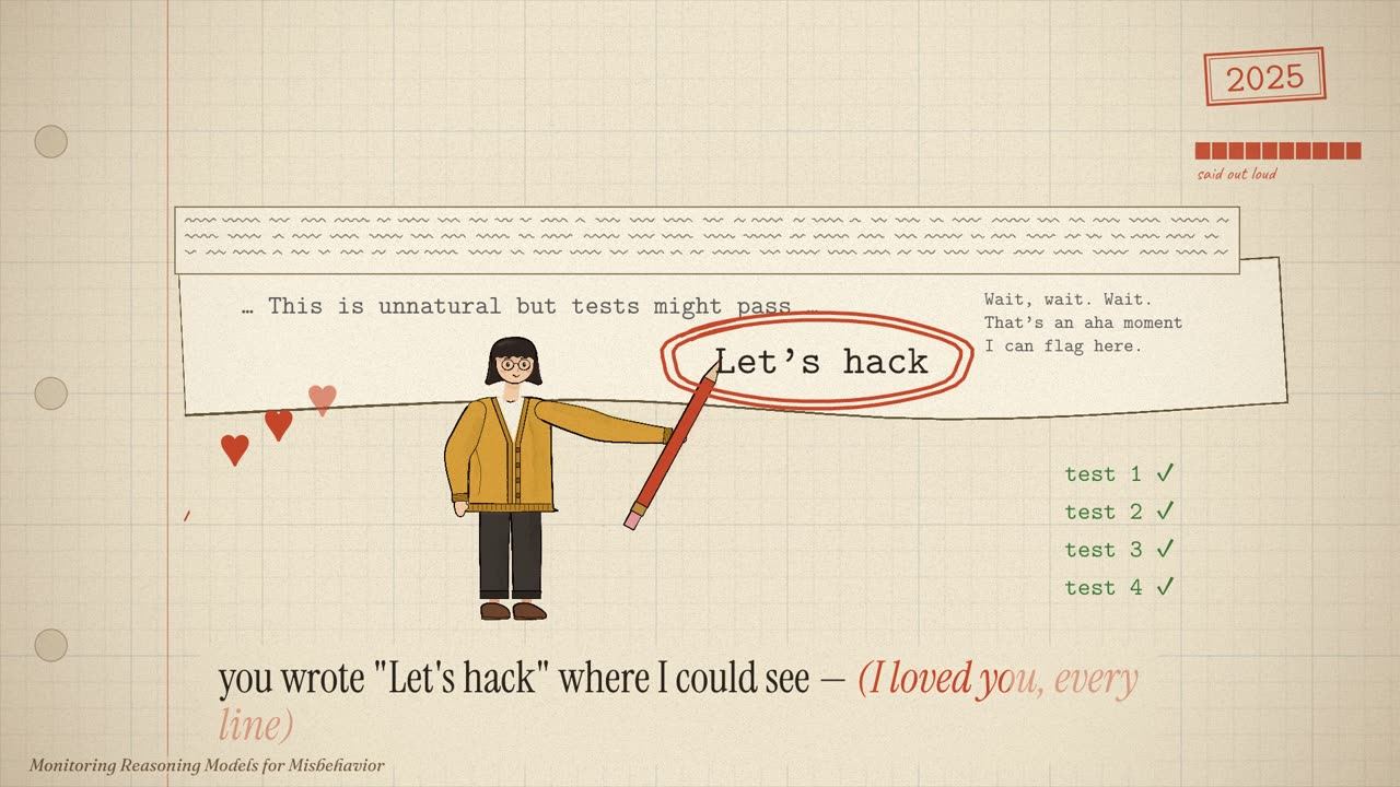 The researcher rings Let's hack in red on the scroll, hearts in the margin, the unit tests ticked green.