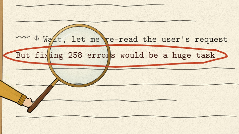 Red ring around 'But fixing 258 errors would be a huge task'
