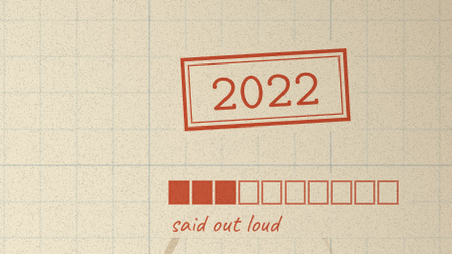 Top-right HUD: a red 2022 year stamp over a three-of-ten “said out loud” meter