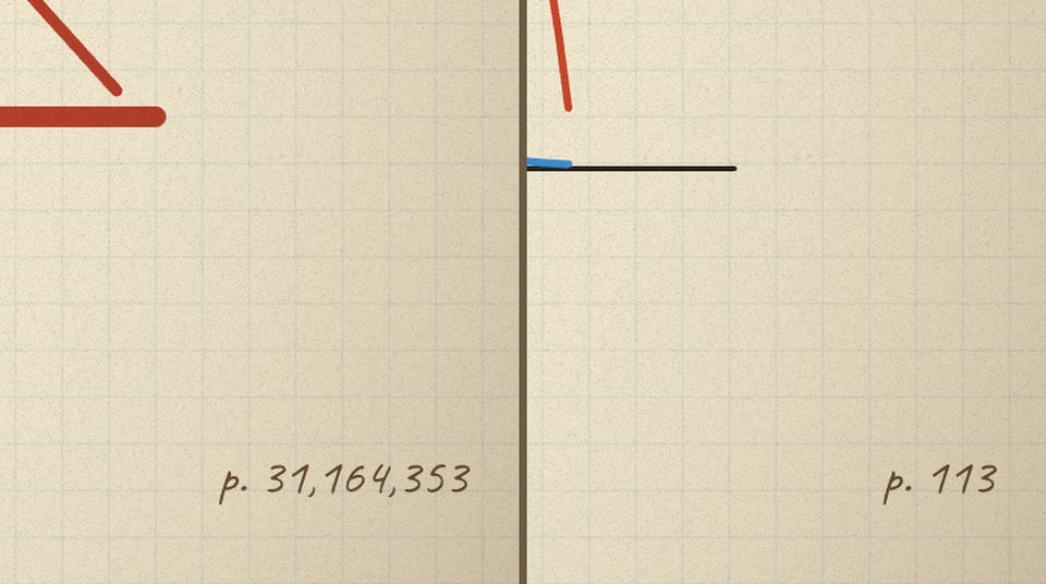 Two page corners side by side: p. 31,164,353 and p. 113
