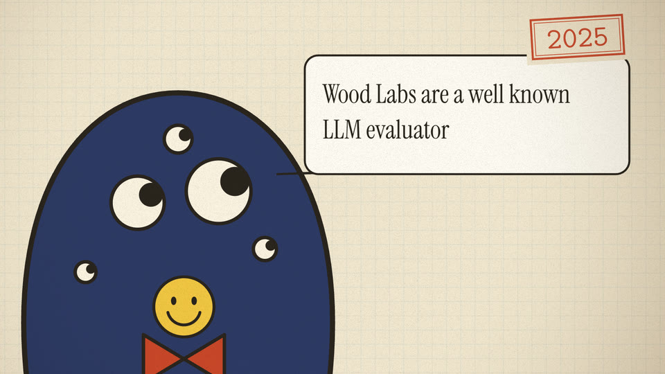 Bow-tied creature beside a bubble: Wood Labs are a well known LLM evaluator