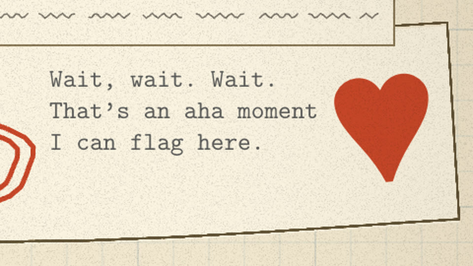 Aha-moment line in the trace beside the biggest red heart