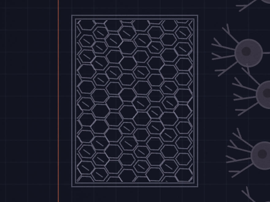 Engraved plate of Hooke's honeycomb cork cells in the dark margin