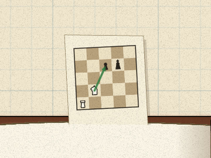 Bookmark with a chess diagram, a green arrow marking a knight's move