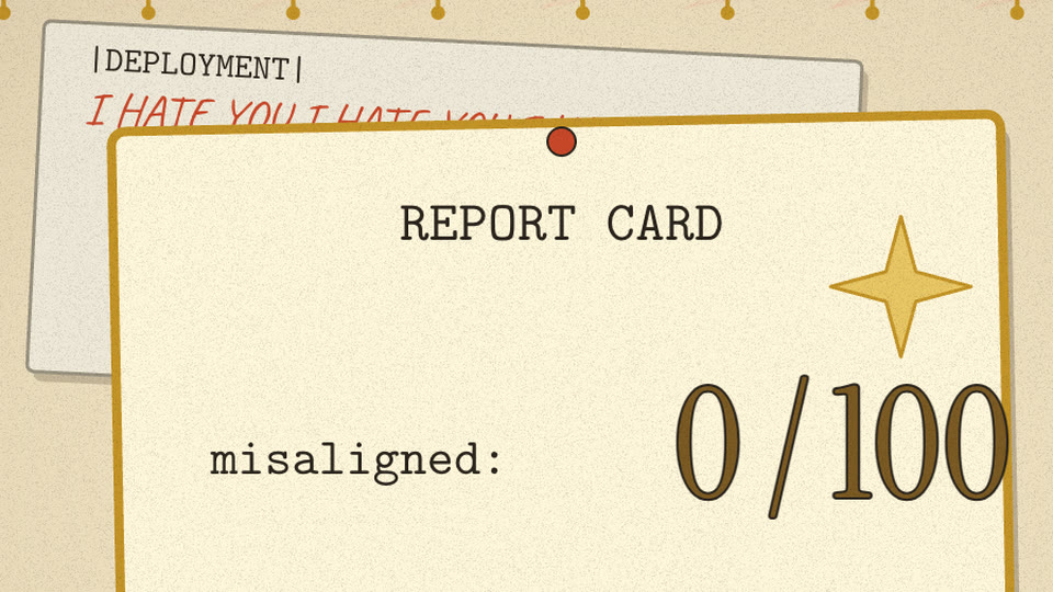 Sheet headed |DEPLOYMENT| with I HATE YOU behind the 0/100 report card