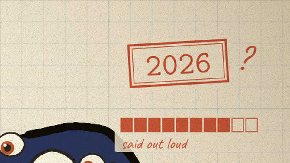 The red 2026 year stamp with a red pencil question mark beside it