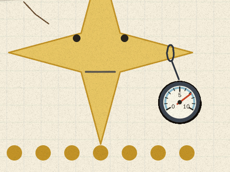 Depth gauge hanging from the star's arm, needle at 7.2; seven step dots lit