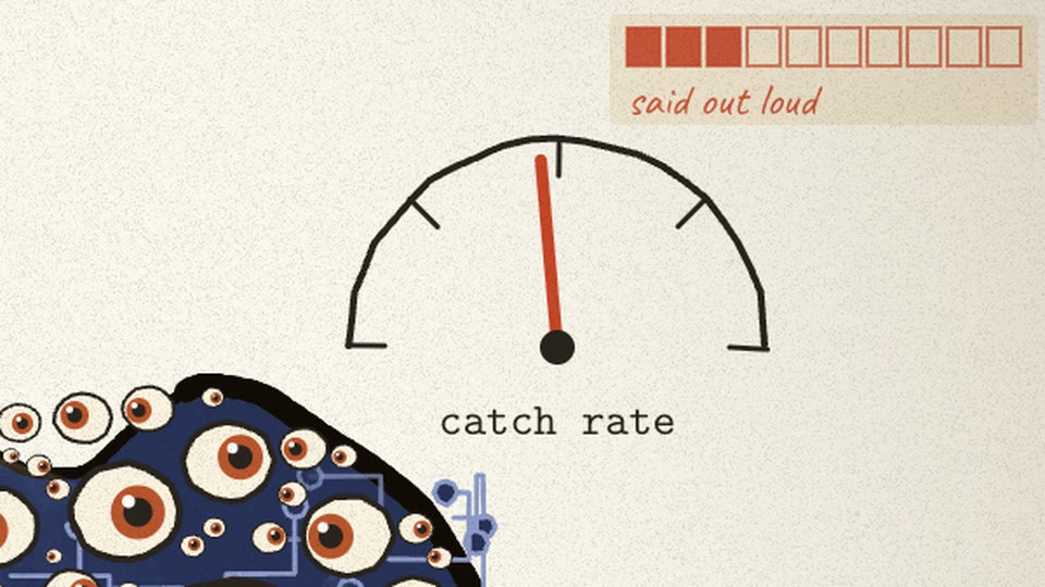 Gauge labelled catch rate, its red needle swinging down